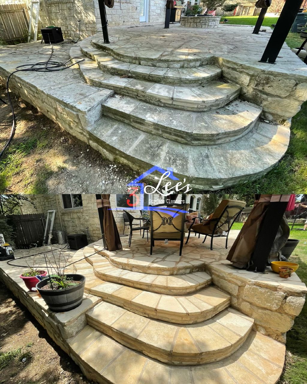 Flagstone/Limestone Patio Cleaning
