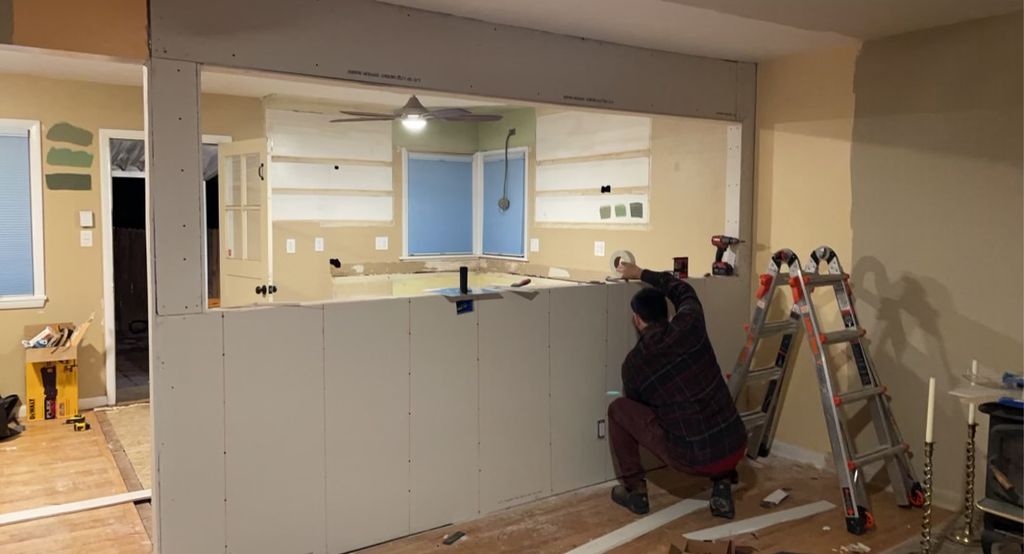 New Drywall installed with Studs Marked Out
