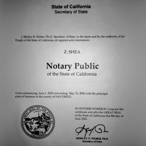 Zara's Notary Commission