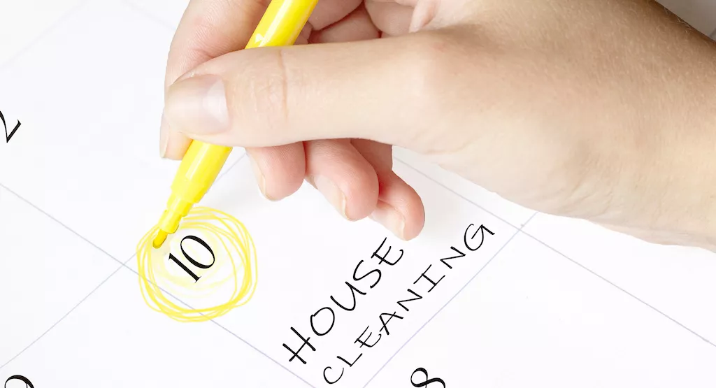 calendar with house cleaning scheduled on it