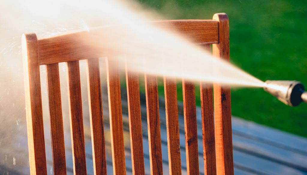 pressure washing outdoor chair