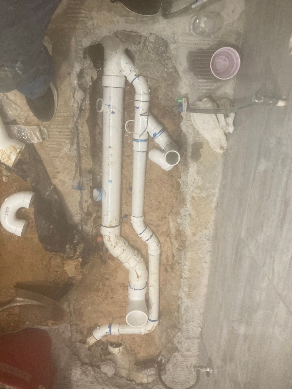 Bathroom relocation below slab