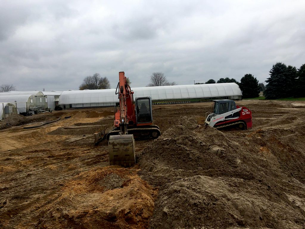 Prepping for greenhouse pad and pond