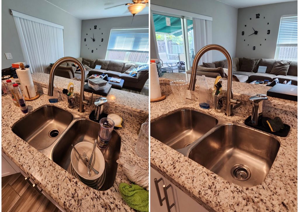 kitchen and living room cleaning