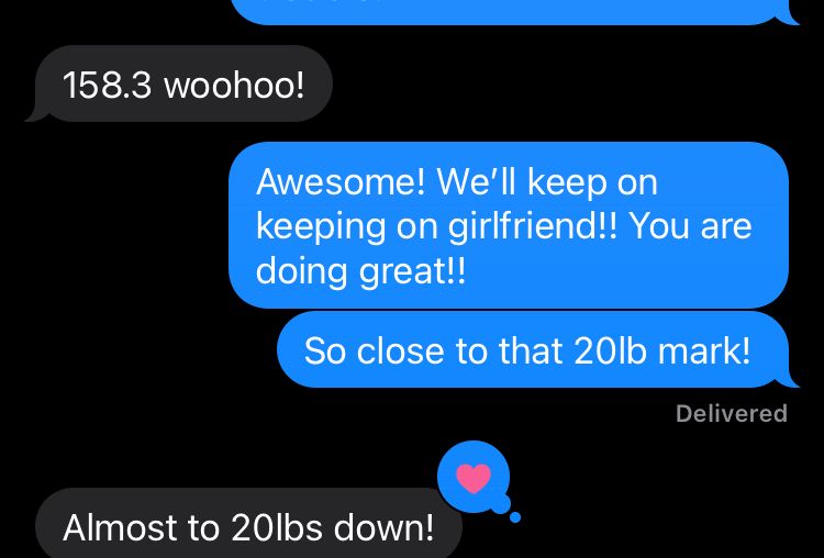 A client approaching 20 lbs down!
