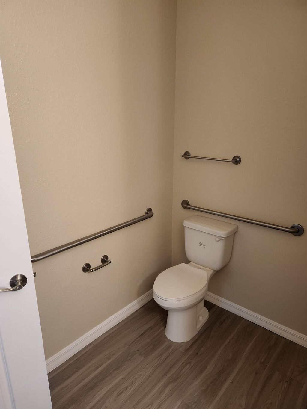 Grab bars, towel bars & tp holder installed. 