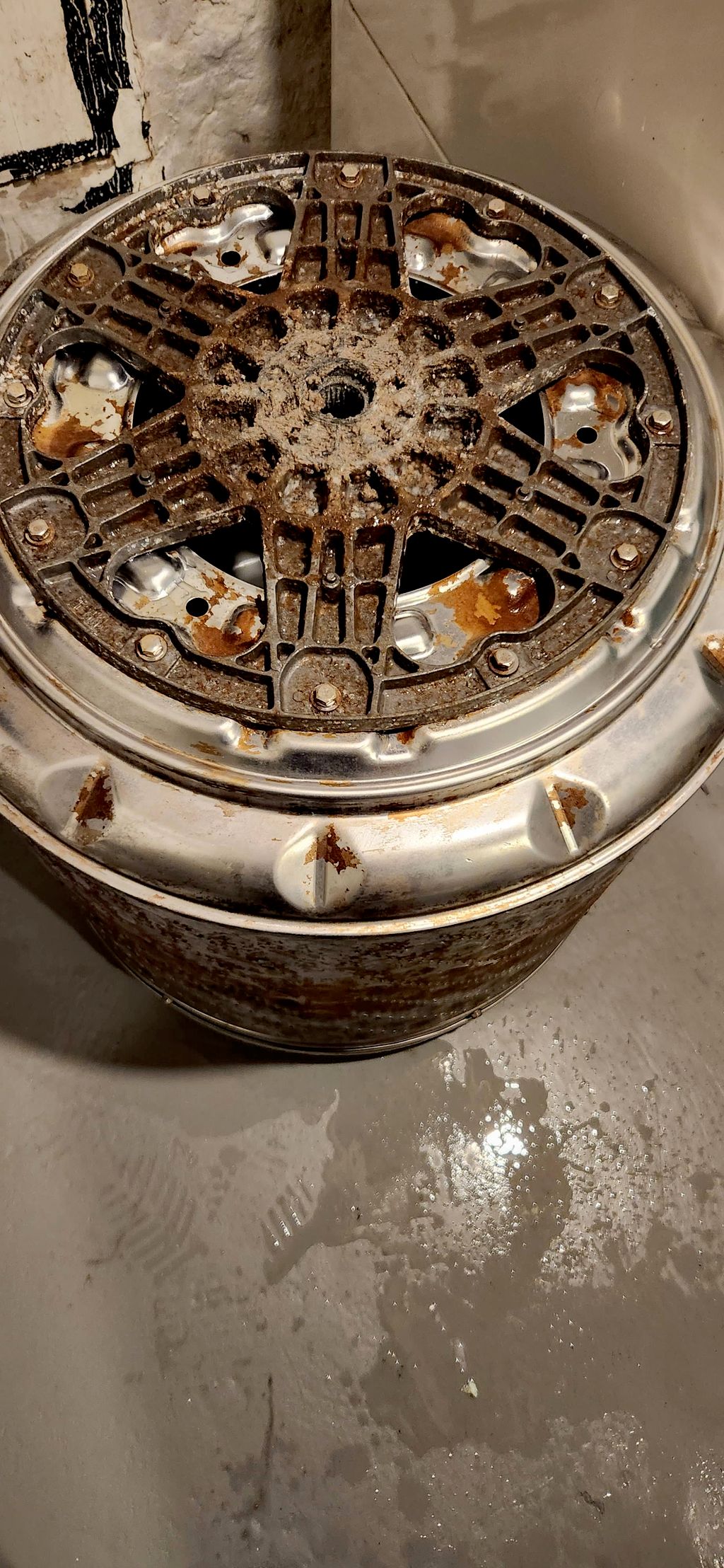 Bottom of Dryer Drum, side view.  Before it was cl