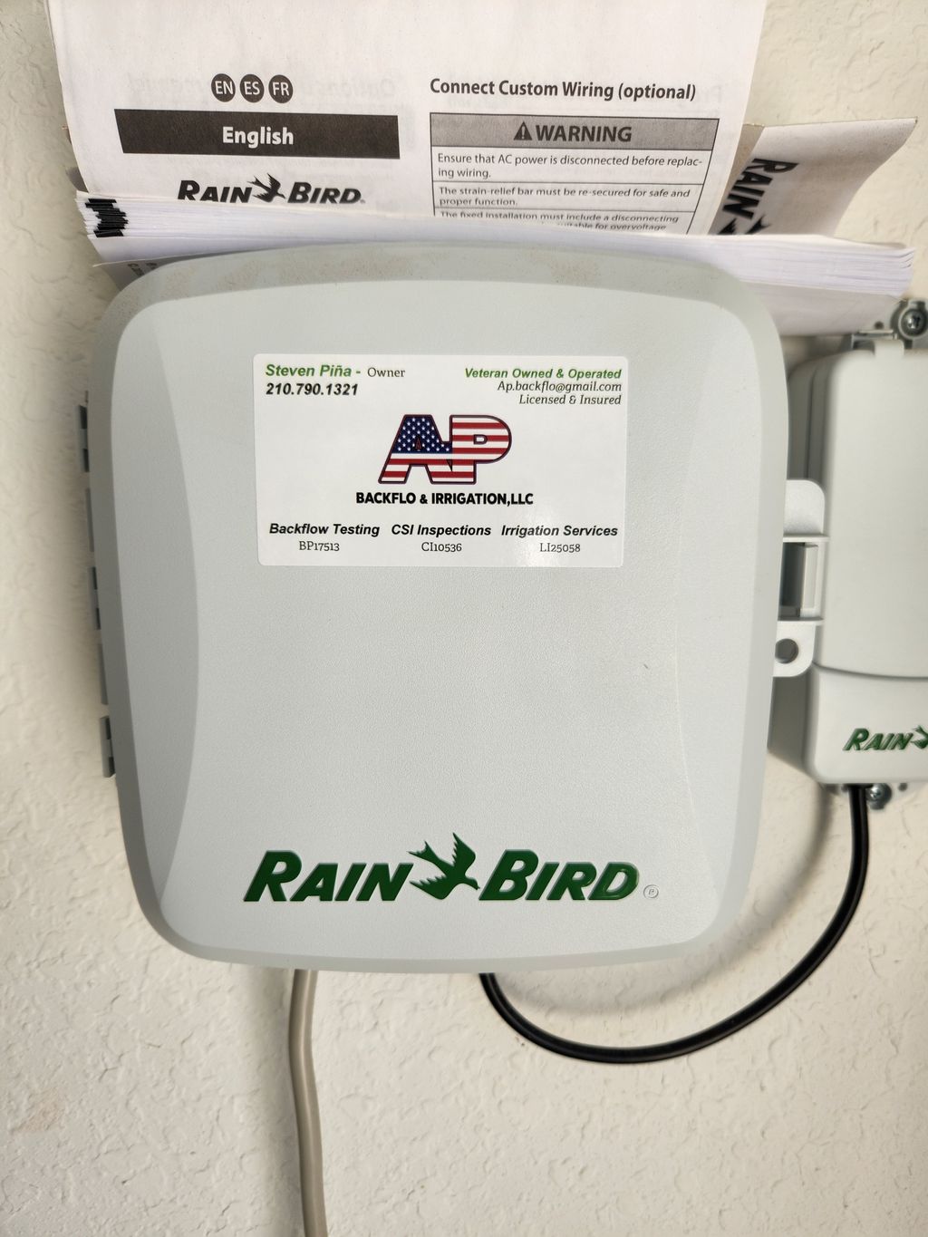 New controller installation with Rain/ Freeze Sens