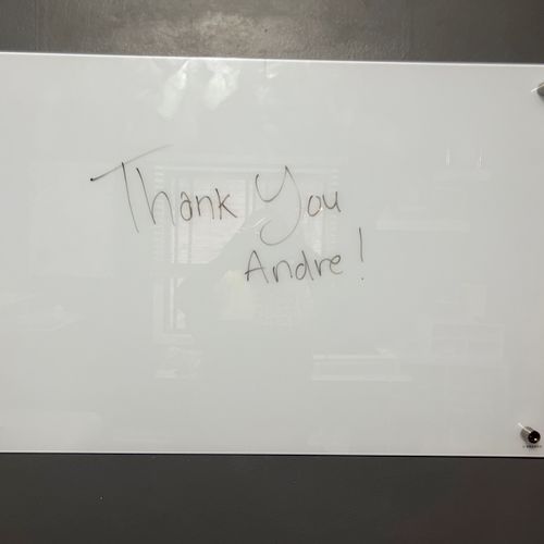 I recently hired Andre to hang a whiteboard in my 