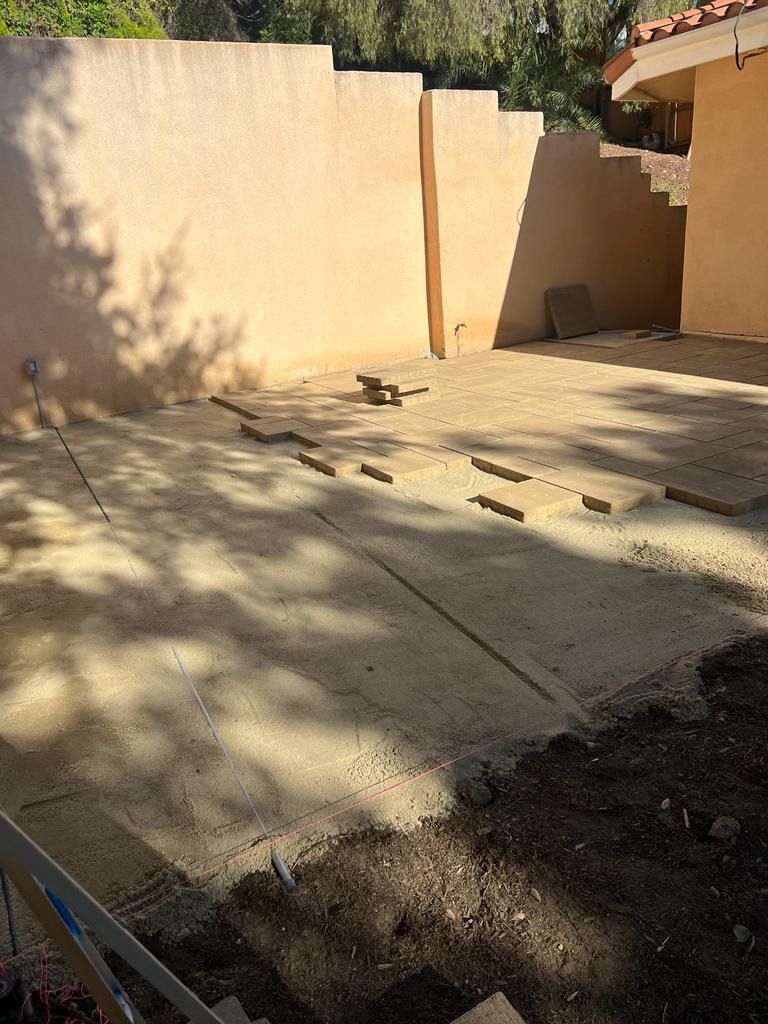 In process of installing paver. 