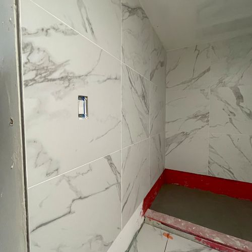 Bathroom wall and shower