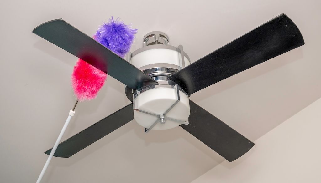 dusting ceiling fan blade