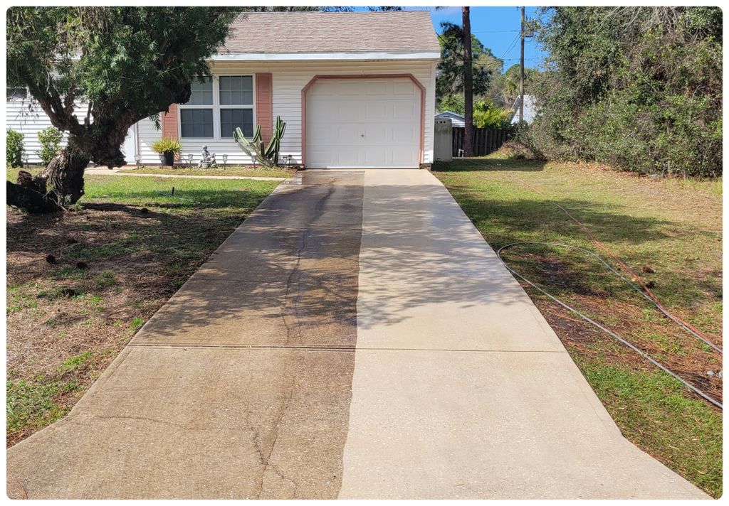 During a driveway cleaning