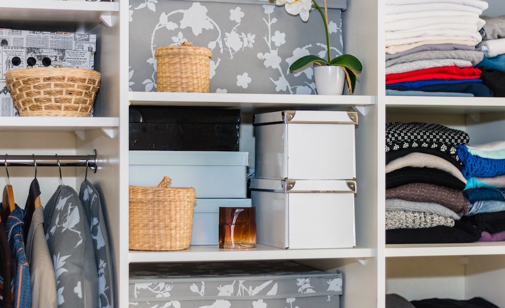 organized shelves in closet