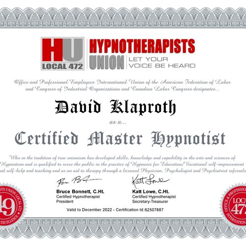 Certified Master Hypnotist