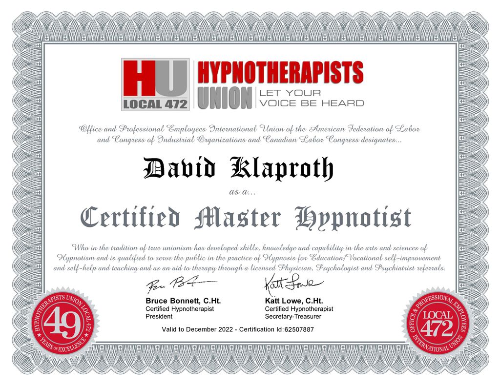 Certified Master Hypnotist