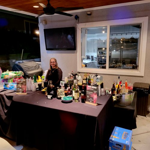 Kadie behind the bar at an LAFD Retirement  Party 
