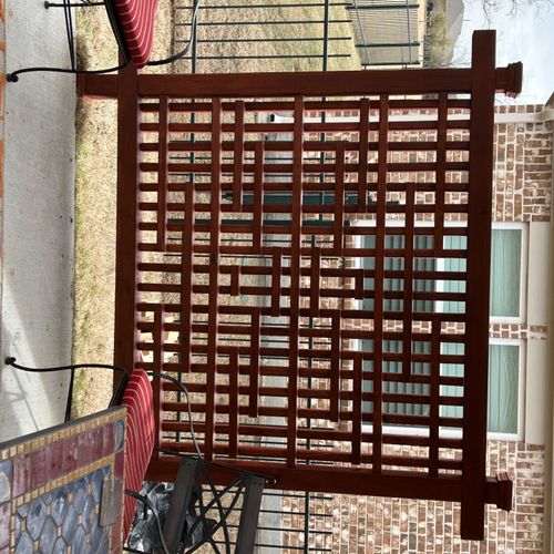 Roman built a beautiful trellis!  I provided an in