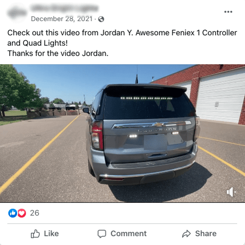 Facebook post of a customer video promotion the pr