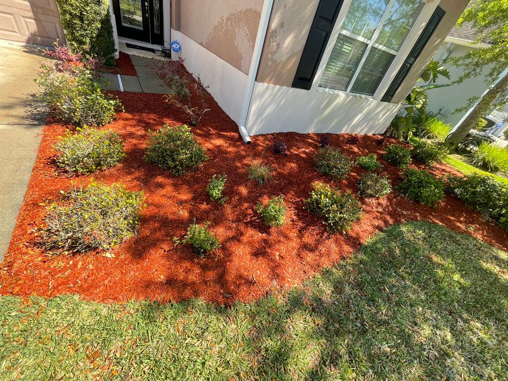 AFTER PHOTO OF FLOWERBED AND NEW MULCH