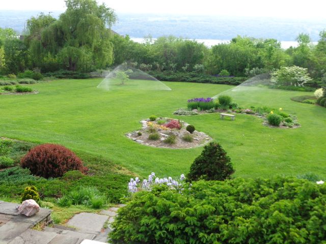 customer lawn and sprinklers