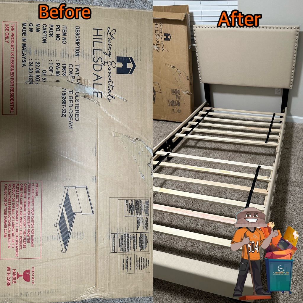 Assembly of twin size bed. 