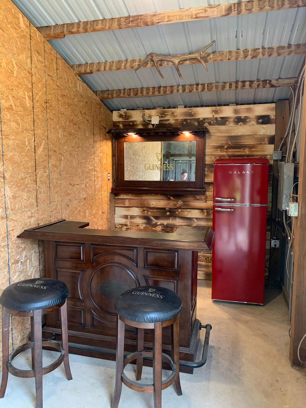 Finished barn bar, including lights, power for ref