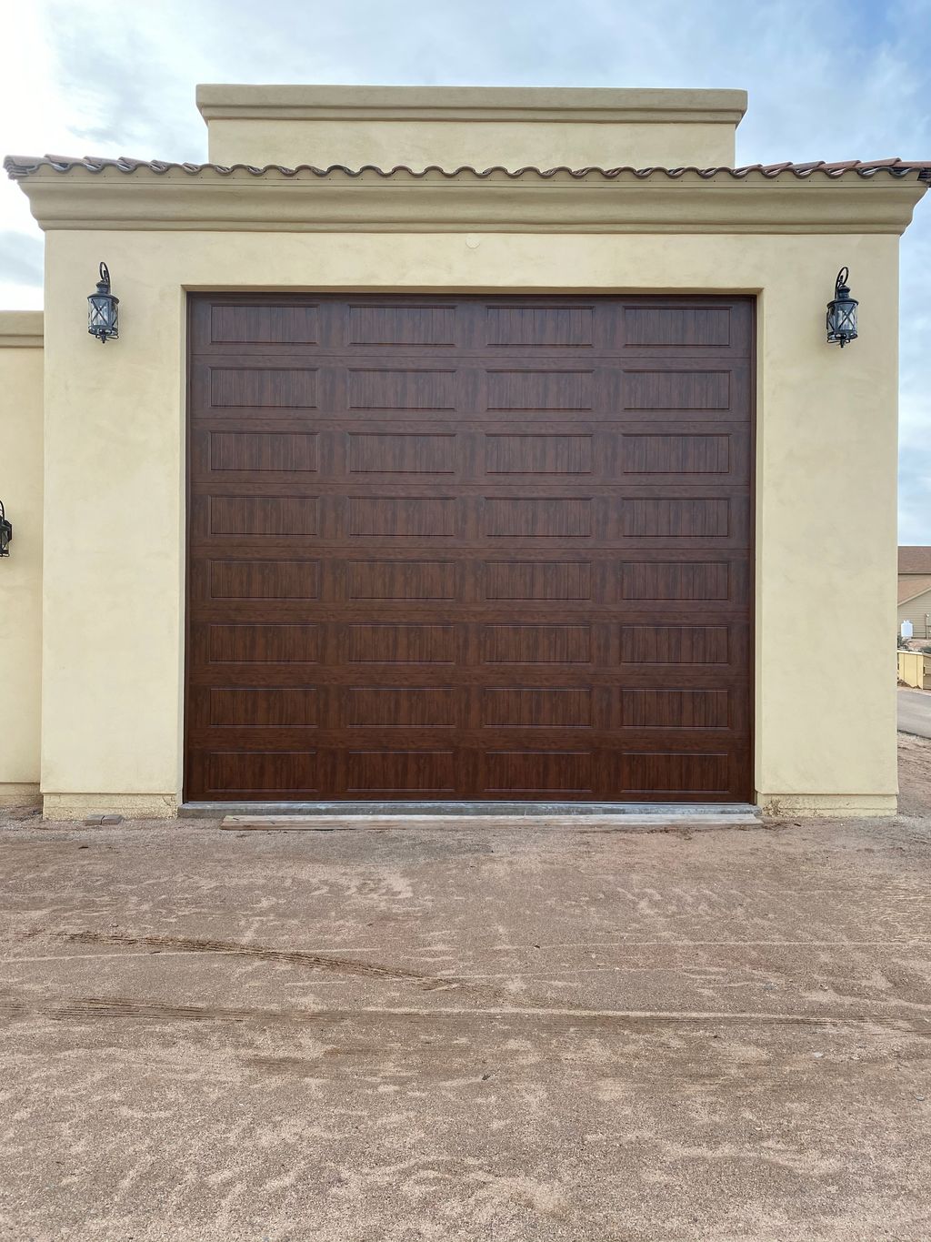 walnut in color R V garage door 