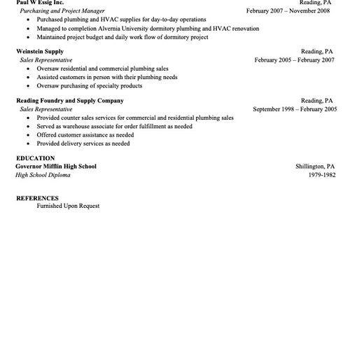 Resume sample for skilled labor management job pg 