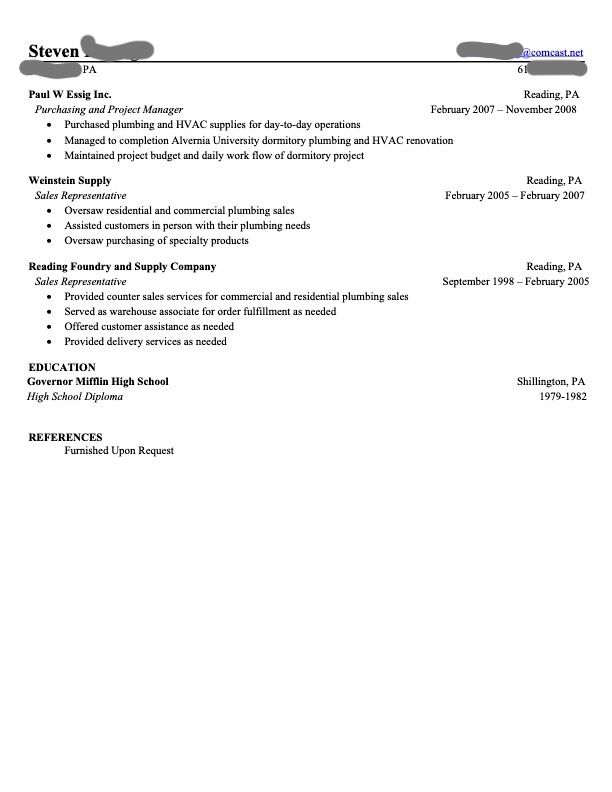 Resume sample for skilled labor management job pg 