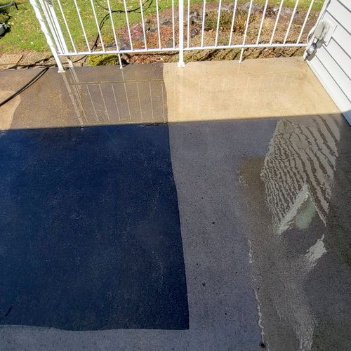 Half complete concrete cleaning