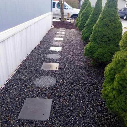 Pea Gravel Path With Stepping Stones 