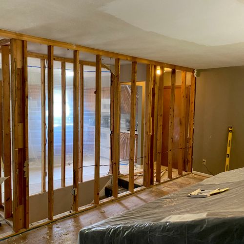 Demo of another load bearing wall to open up a sta
