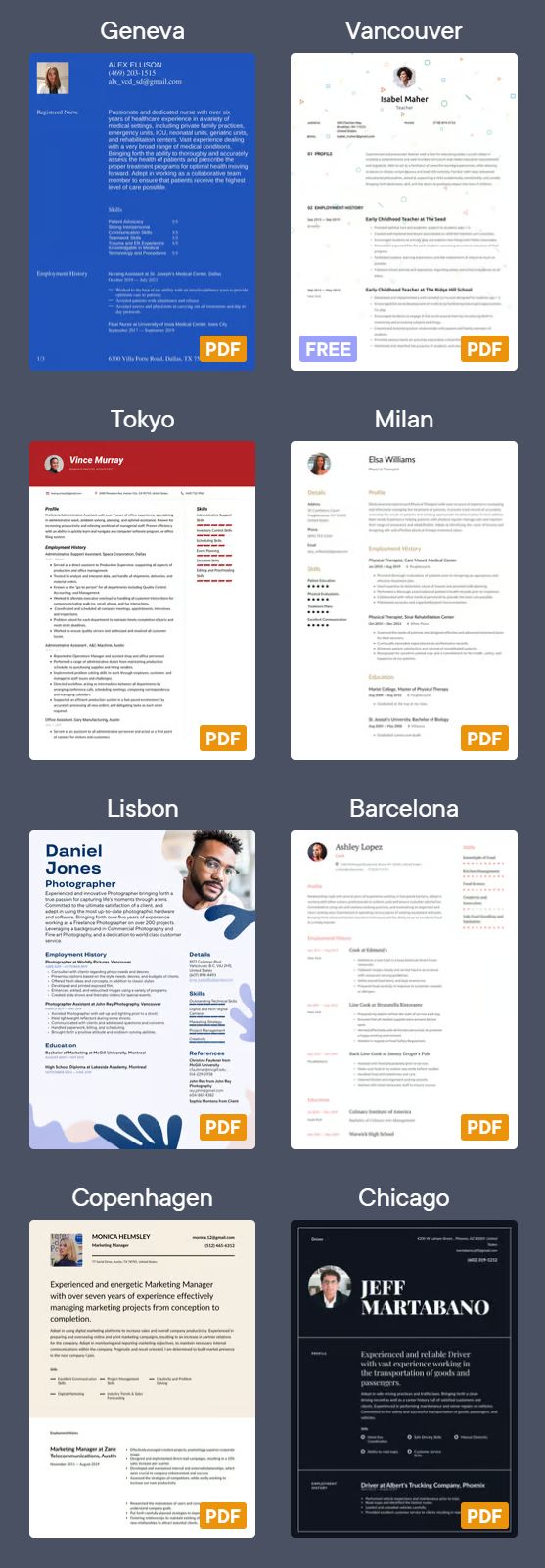 Resume templates