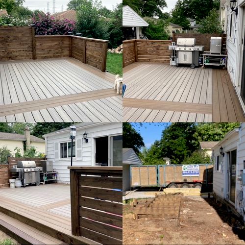 Remove old deck and build a new deck with trex and