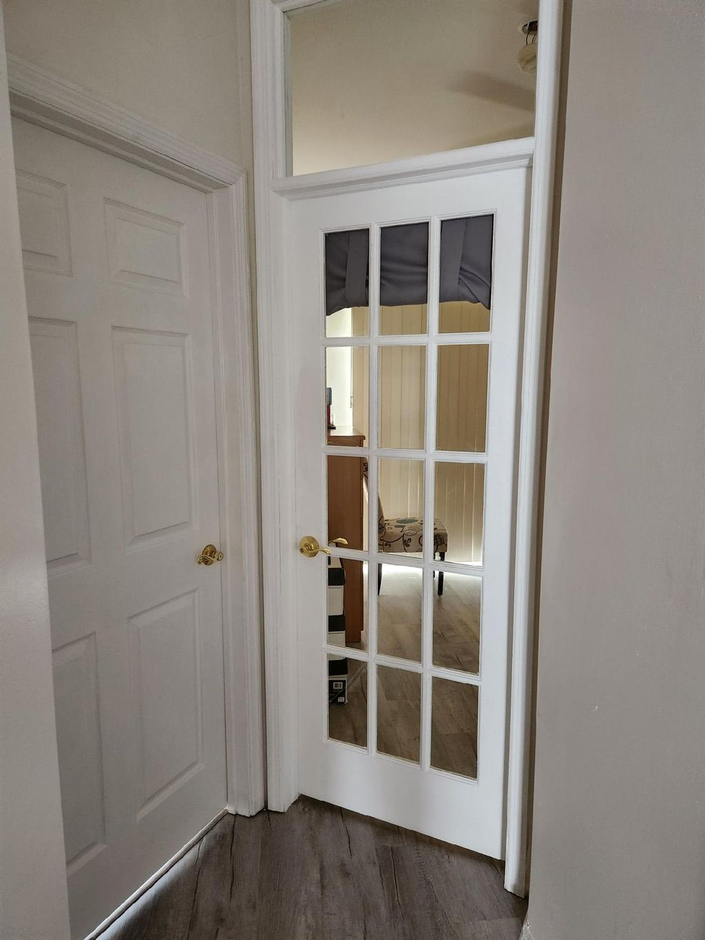 New interior door install with window above for na