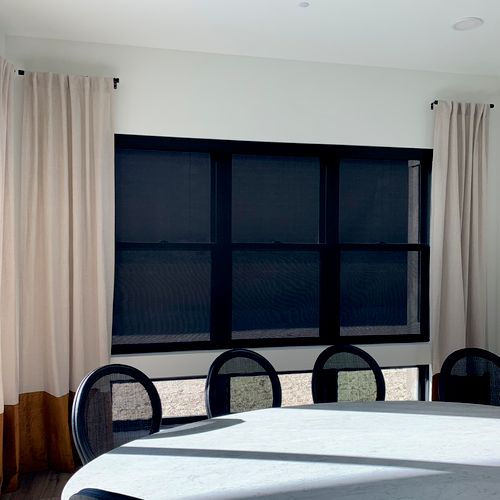 Motorized roller shades in a black 3% Screen!   Th