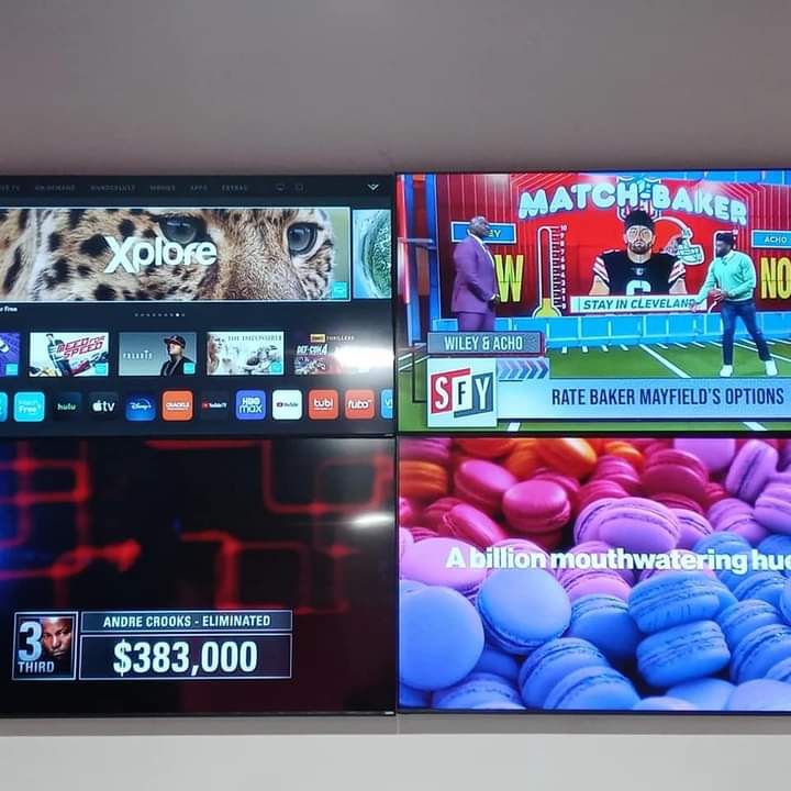 Create a greater view with Four 75 inch TV's as on