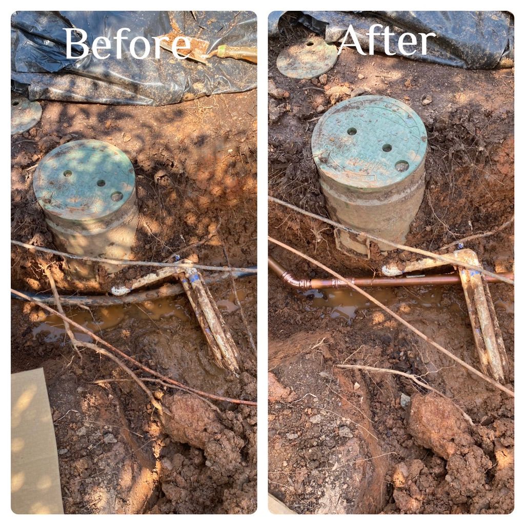 Before and after main line repair