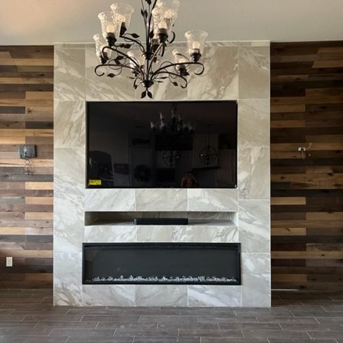 Stunning final product of an electric fireplace an