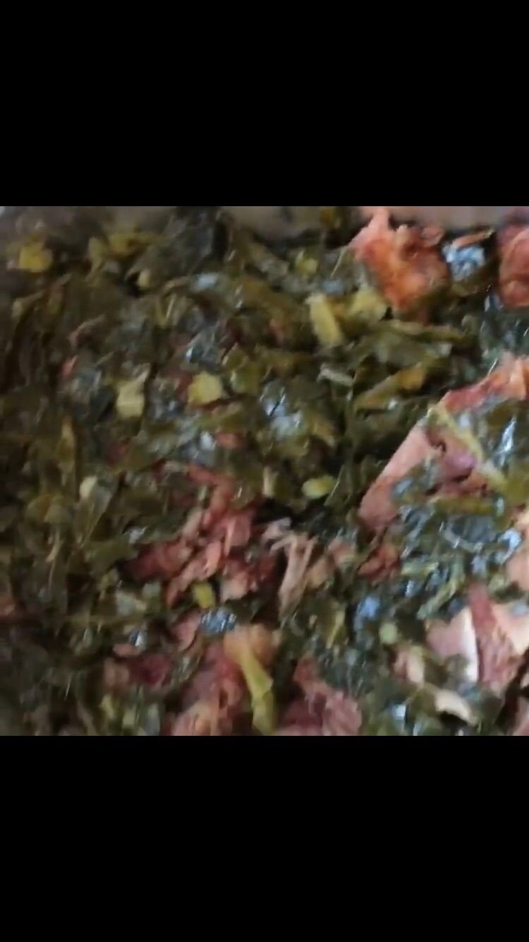 Collard greens with smoked turkey inside..