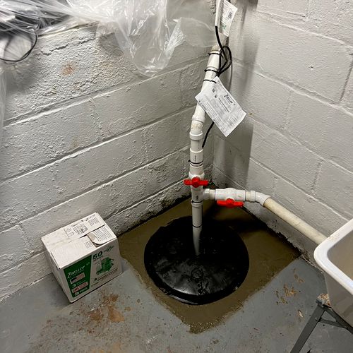 Excellent work on the sump pump in my basement. Ve
