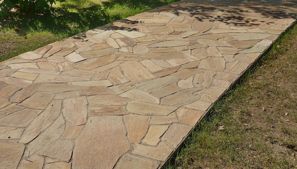 limestone pathway in yard