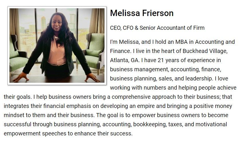 Melissa Frierson (Senior Accountant)