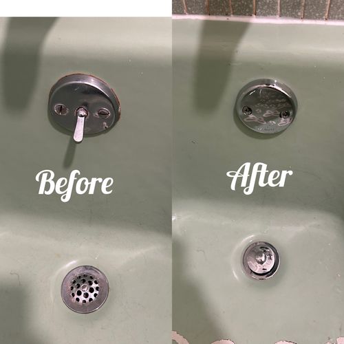 Replaced a broken tub drain with a new modern styl