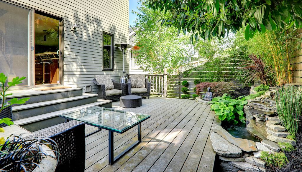 small backyard spacious patio deck
