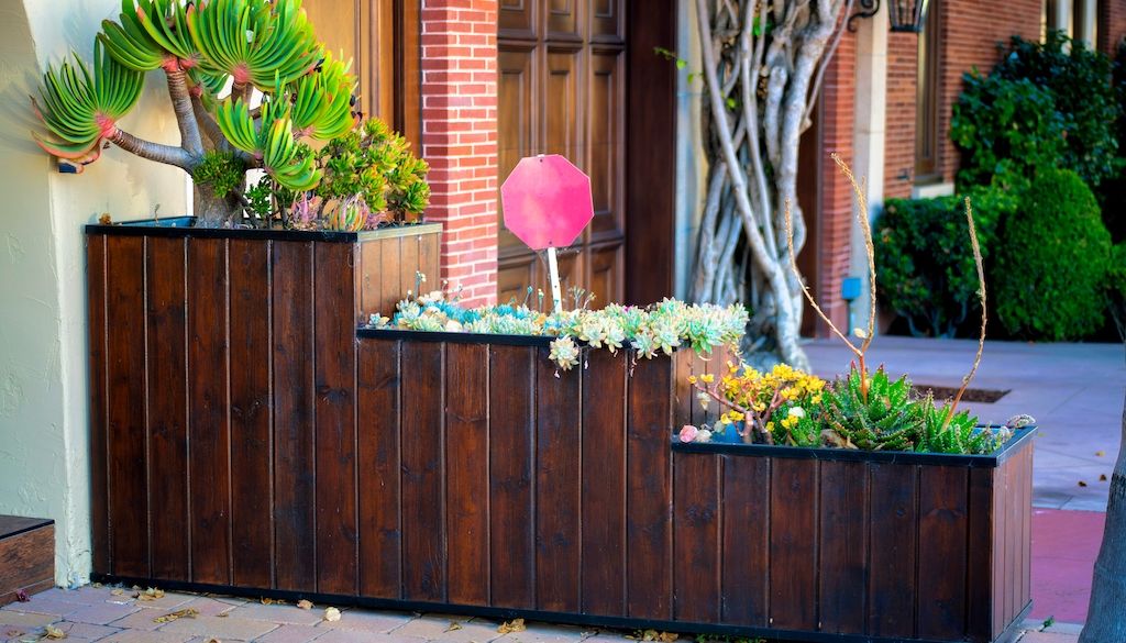 planters in front yard