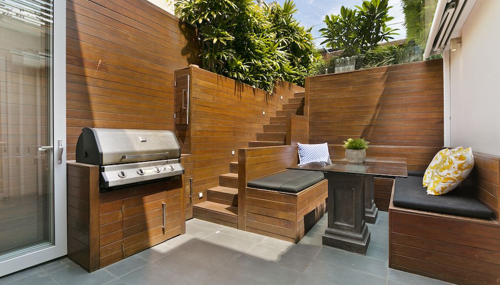 wooden privacy fence in the backyard