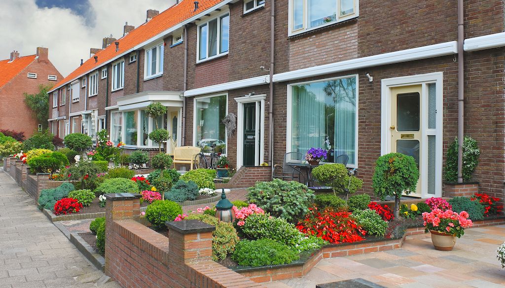 front yards with flowers but not grass