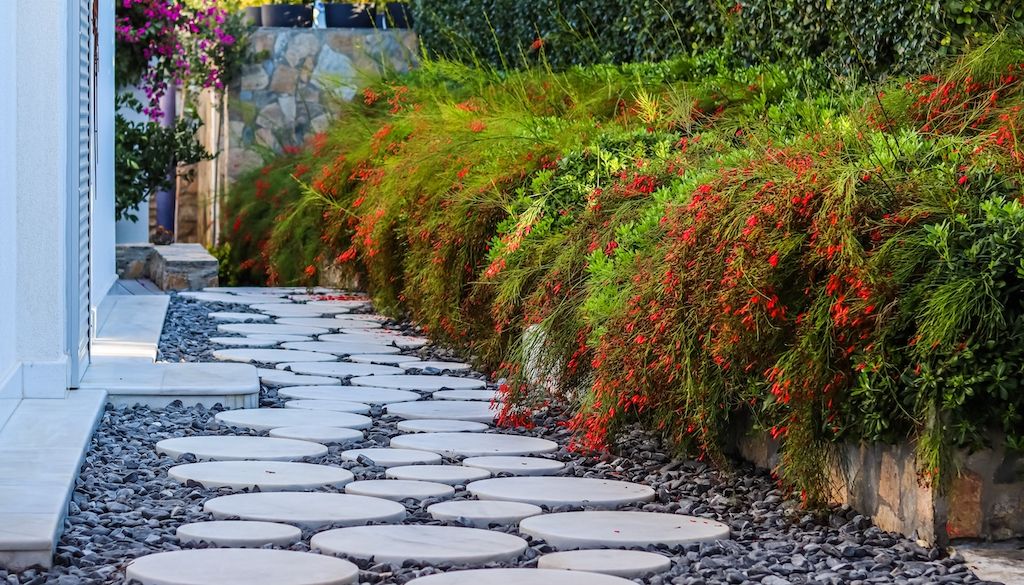 marble stone walkway in yard